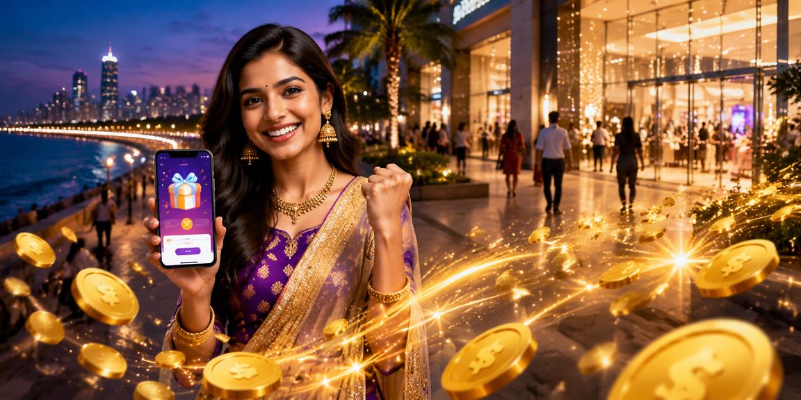 User registering and claiming bonus on mobile at Mumbai Marine Drive